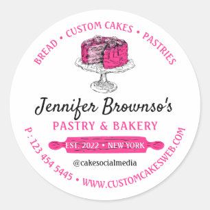 Bakery Pastry Cake Pink Cute Classic Round Sticker