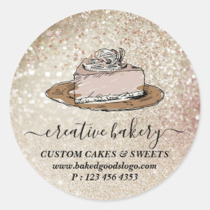 Bakery Pastry Cake slice on plate Decorations Classic Round Sticker