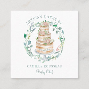 Bakery Pastry Chef Baker Elegant Cake Square Business Card