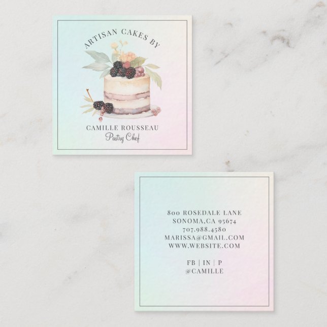 Bakery Pastry Chef Baker Square Business Card (Front/Back)