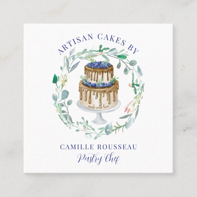 Bakery Pastry Chef Baker Square Business Card (Front)