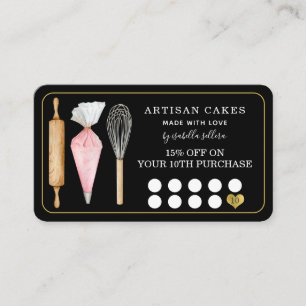 Bakery Pastry Chef Bakers Tools Black Loyalty Card