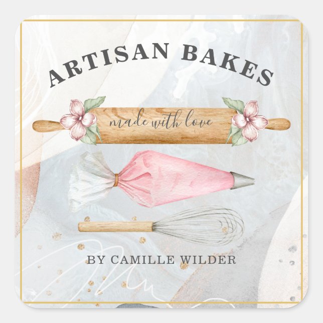 Bakery Pastry Chef Bakers Tools Business  Square S Square Sticker (Front)