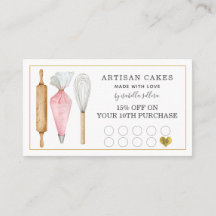 Bakery Pastry Chef Bakers Tools Loyalty Punch Card