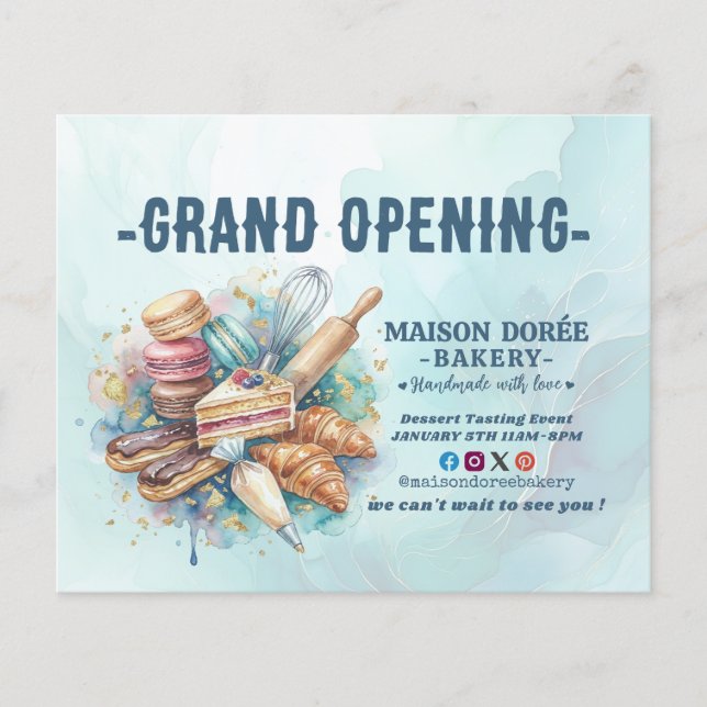 Bakery Pastry Chef Baking Catering Grand Opening Flyer (Front)