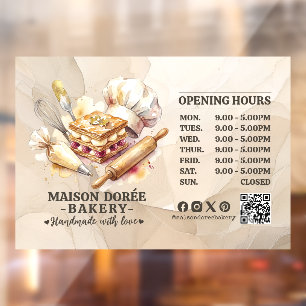 Bakery Pastry Chef Baking Catering Opening Hours Window Cling