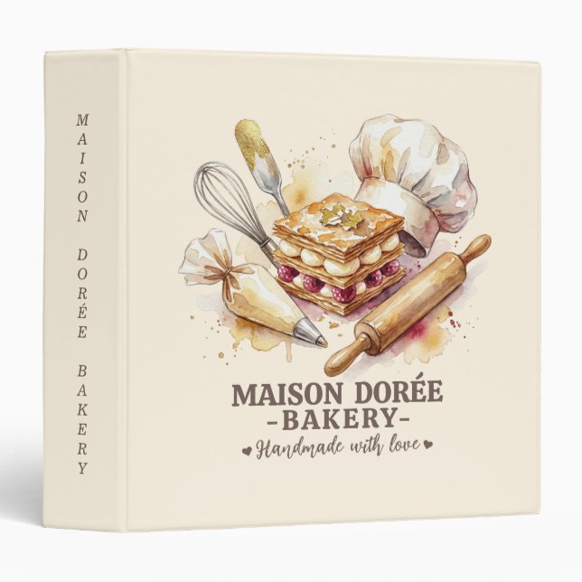 Bakery Pastry Chef Baking Desserts Recipe Cookbook Binder (Front/Spine)