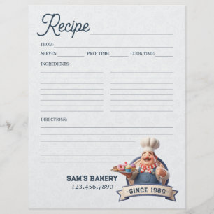 Bakery Pastry Chef Baking Recipe Page Cookbook