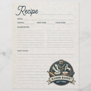 Bakery Pastry Chef Baking Recipe Page Cookbook