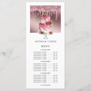 Bakery Pastry Chef Cake Rose Gold Glitter Drips Menu