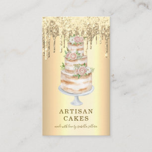 Bakery Pastry Chef Glitter Drips Platinum Gold Business Card