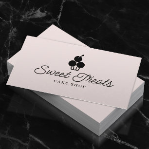 Bakery Pastry Chef Minimal Cake Logo Blush Pink Business Card