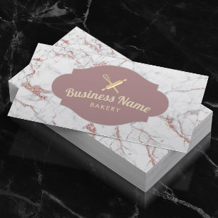 Bakery Pastry Chef Modern Rose Gold Marble Business Card