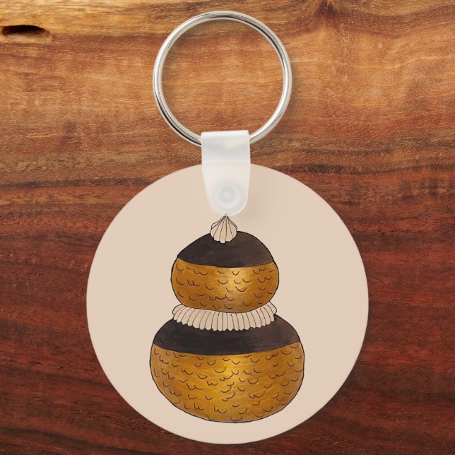 Bakery Pastry Chef Patisserie Religieuse Choux Bun Keychain (Back)