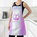 Bakery Pastry Chef Purple Glitter Drips Script  Apron<br><div class="desc">Here’s a wonderful way to add to the fun of baking. Add extra sparkle to your culinary adventures whenever you wear this elegant, sophisticated, simple, and modern apron. A sparkly, purple pink blue ombre pretzel, script handwritten typography and glitter drips overlay a girly faux metallic purple blue ombre background. Personalize...</div>