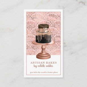 Bakery Pastry Chef Rose Gold Drips Cake Business Card