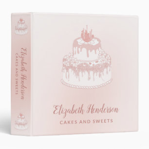 Bakery Pastry Chef Rose Gold Drips Cake Recipe Binder