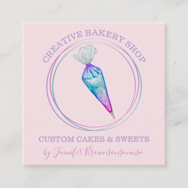 Bakery Pastry Chef unique Square Business Card (Front)