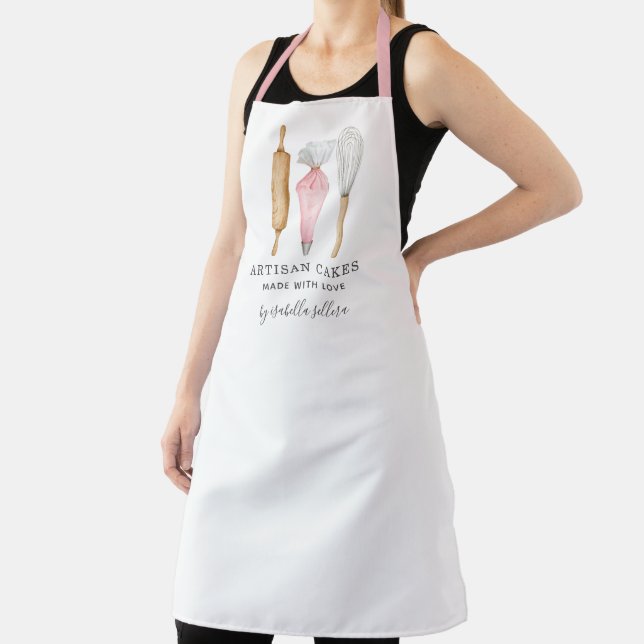 Bakery Pastry Chef Watercolor Baking Tools Apron (Insitu)