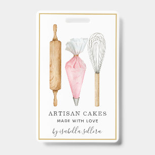 Bakery Pastry Chef Watercolor Baking Utensils Badge