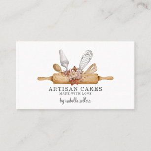 Bakery Pastry Chef Watercolor Baking Utensils Busi Business Card