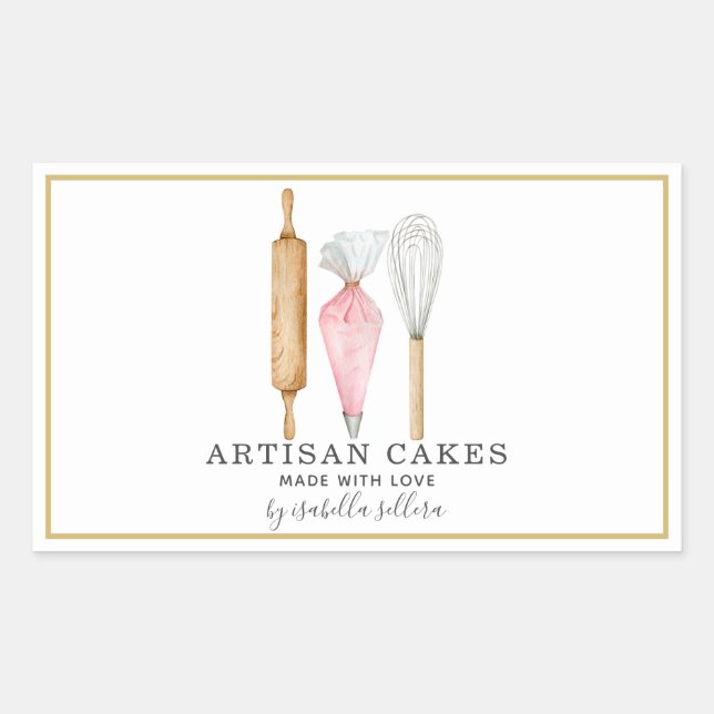 Bakery Pastry Chef Watercolor Baking Utensils  Sticker (Front)