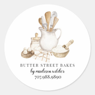 Bakery Pastry Chef  Watercolor Classic Round Sticker