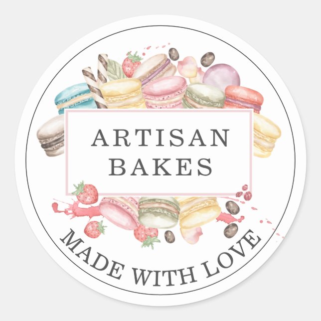 Bakery Pastry Chef Watercolor Desserts  Classic Round Sticker (Front)