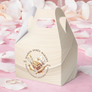 Bakery Pastry Chef Watercolor Gold Baking Catering Favor Box