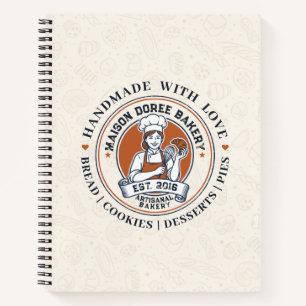 Bakery Pastry Chef Watercolor Gold Baking Catering Notebook