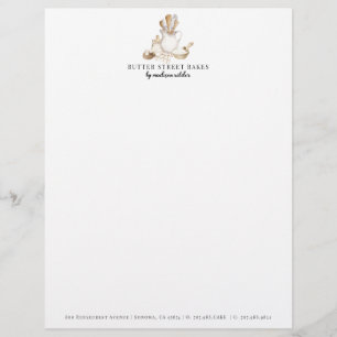 Bakery Pastry Chef Watercolor Letterhead