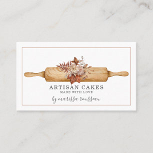 Bakery Pastry Chef Watercolor Rolling Pin Business Card