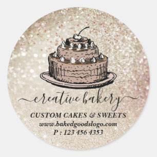 Bakery Pastry chocolate Cake on plate Decorations Classic Round Sticker
