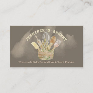 Bakery pastry elegant chef rustic watercolor business card