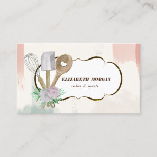 Bakery Pastry Hand Tools Watercolor Brush Stroke Business Card