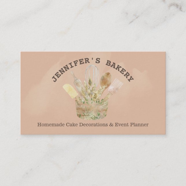 Bakery pastry patisserie chef rustic logo cute business card (Front)