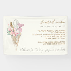 Bakery Pastry Pink Flowers Boho Creative Banner