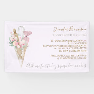 Bakery Pastry Pink Flowers Soft Creative Banner