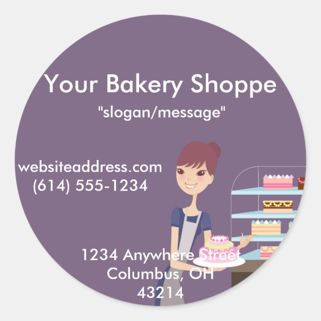 Bakery/Pastry Shop 4 Design Classic Round Sticker (Front)