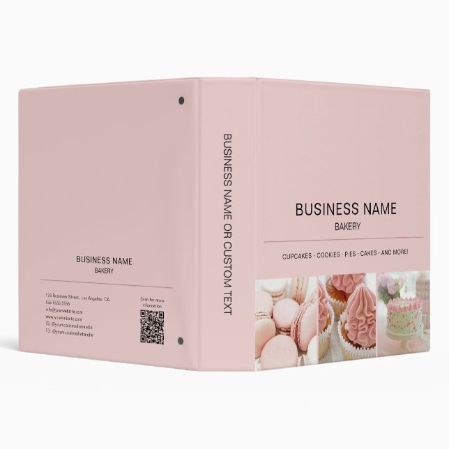 Bakery Photo QR Code Pink Business Binder (Background)