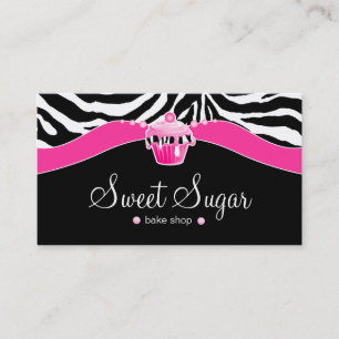 Bakery Pink Cupcake Zebra Animal Print Business Card
