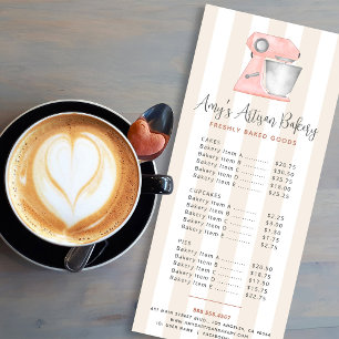 Bakery Pink Kitchen Mixer Beige Stripes Café Menu