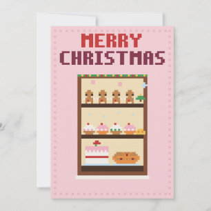 Bakery Pink Pixel Art Christmas Card