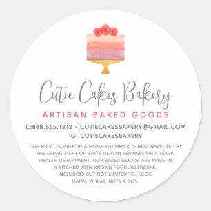 Bakery Pink Purple Cake Pastry Chef Dessert Legal Classic Round Sticker