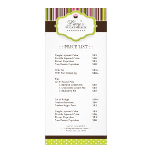 Bakery Price List Rack Card