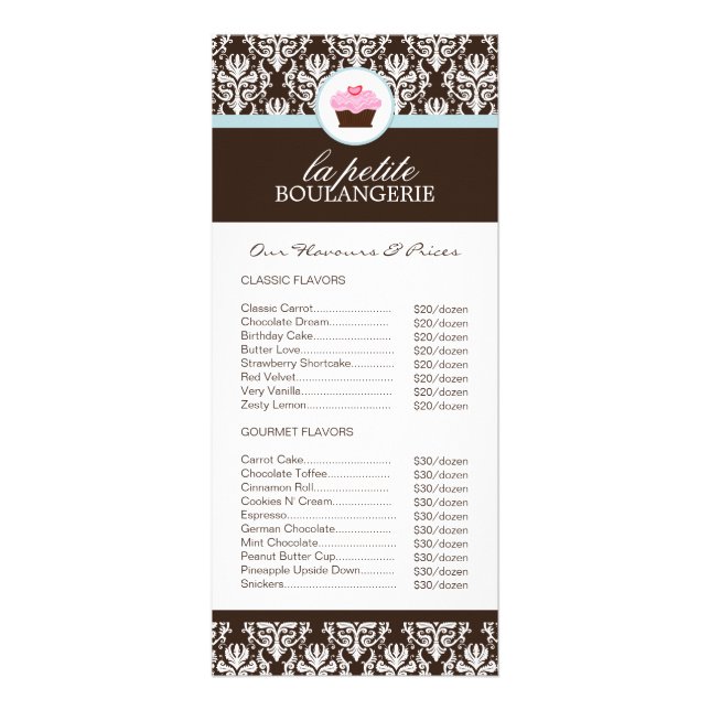 Bakery Price List Rack Card (Front)