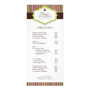 Bakery Price List Rack Card