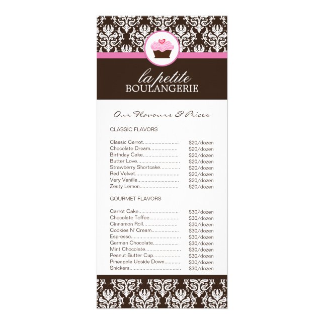 Bakery Price List Rack Card (Front)