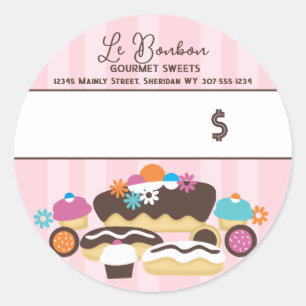 Bakery price packaging sweets baking pastry chef classic round sticker