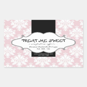 Bakery Product Label Pink Damask Rectangle 2